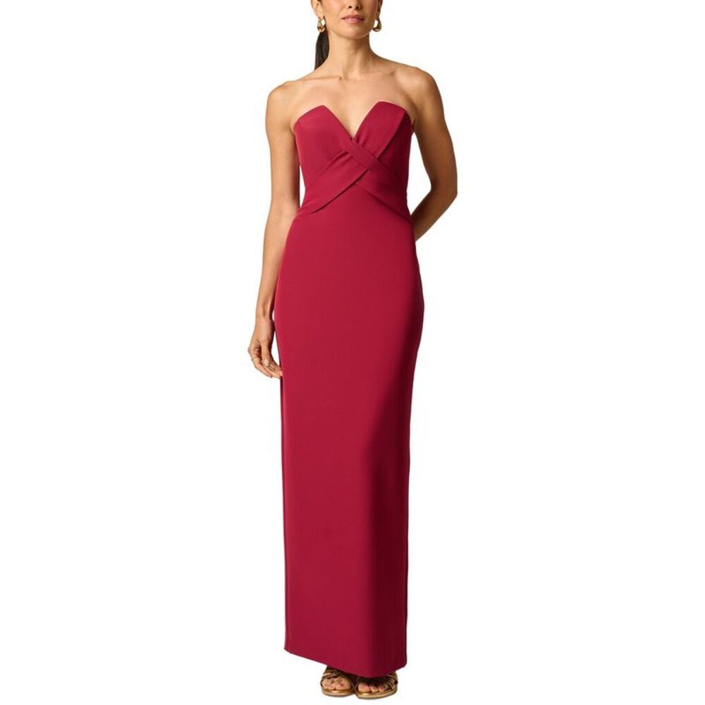 Adrianna Papell Womens Stretch Crepe Long Dress, Red